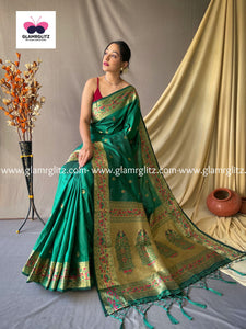 GREEN PURE PAITHANI SILK SAREE