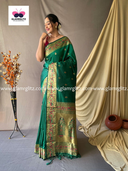 GREEN PURE PAITHANI SILK SAREE