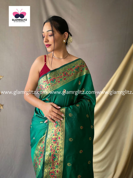 GREEN PURE PAITHANI SILK SAREE