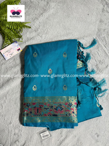 SKY BLUE PURE PAITHANI SILK SAREE