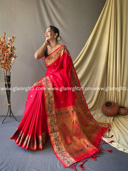 RED PURE PAITHANI SILK SAREE