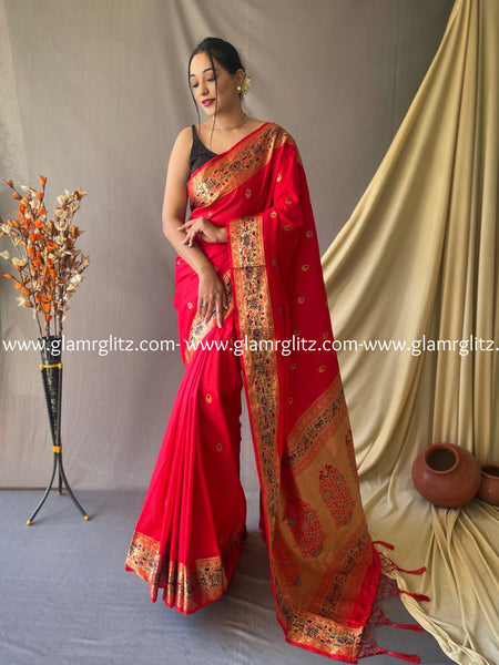 RED PURE PAITHANI SILK SAREE