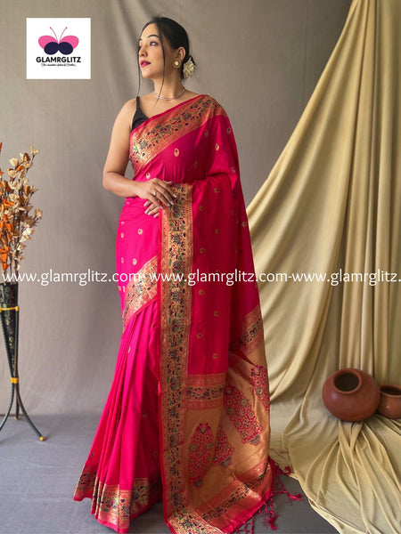 PINK PURE PAITHANI SILK SAREE