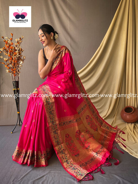 PINK PURE PAITHANI SILK SAREE