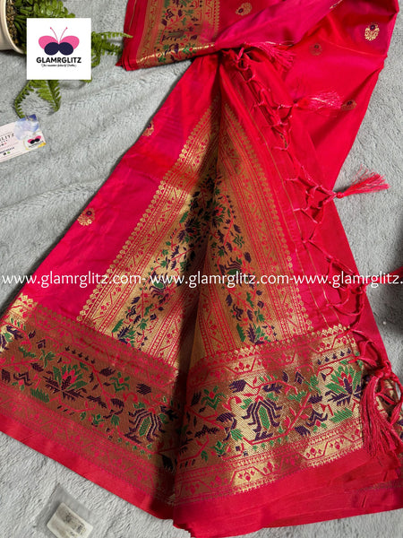 PINK PURE PAITHANI SILK SAREE