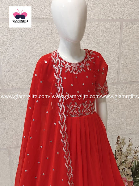 Kids Designer Embroidery sequence Work Gown