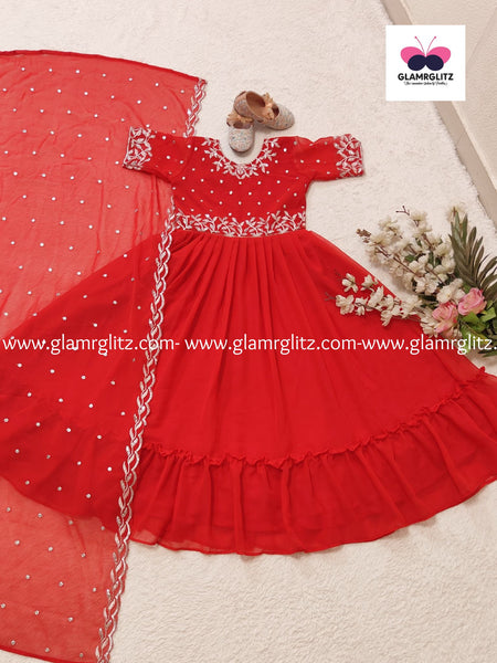 Kids Designer Embroidery sequence Work Gown