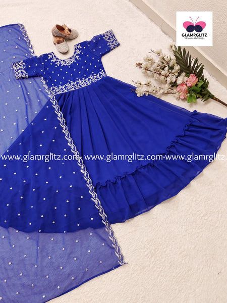 Kids Designer Embroidery sequence  Work Gown