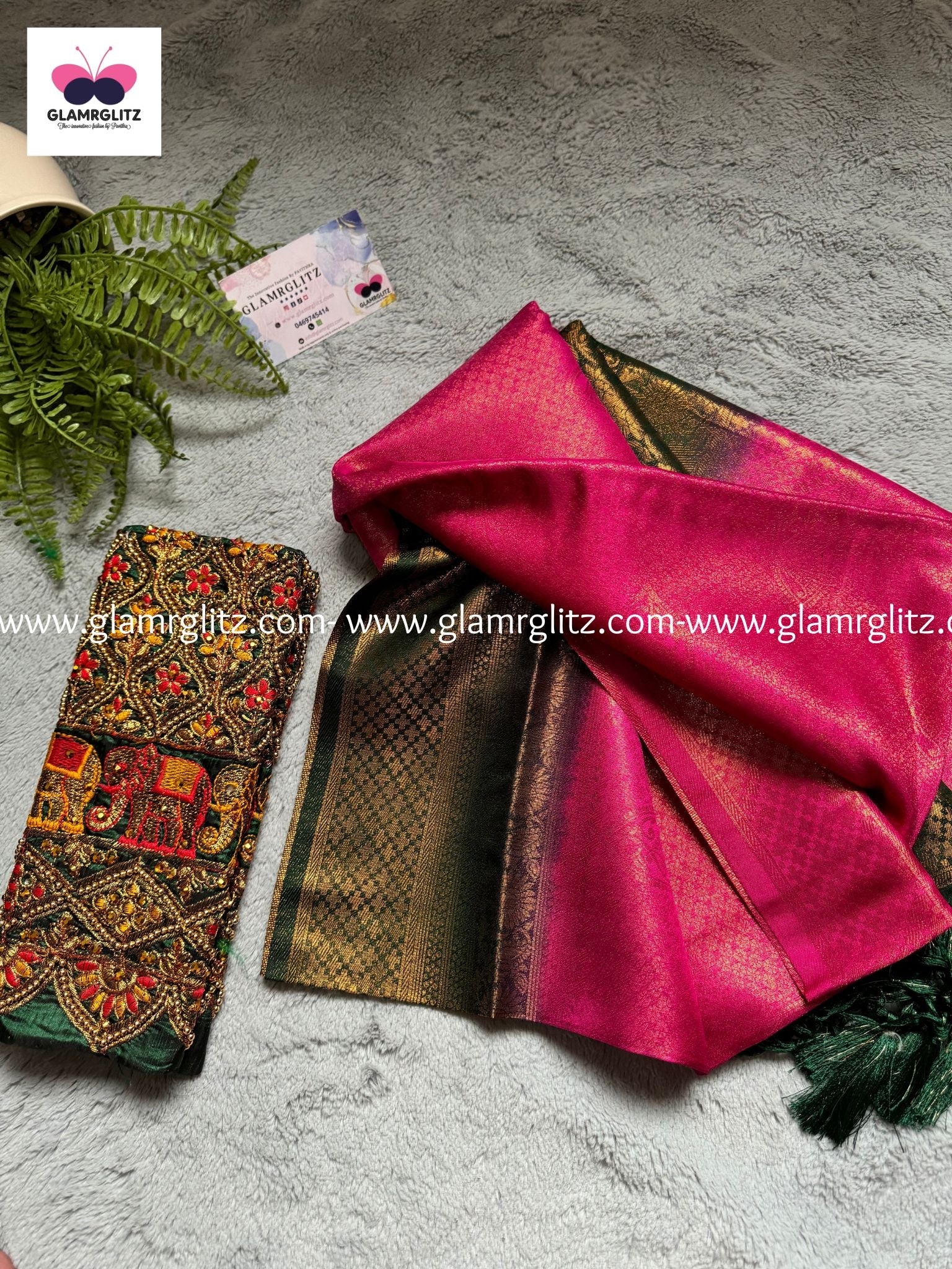 Kubera Softy Silk Saree with Aari work Blouse Pieces