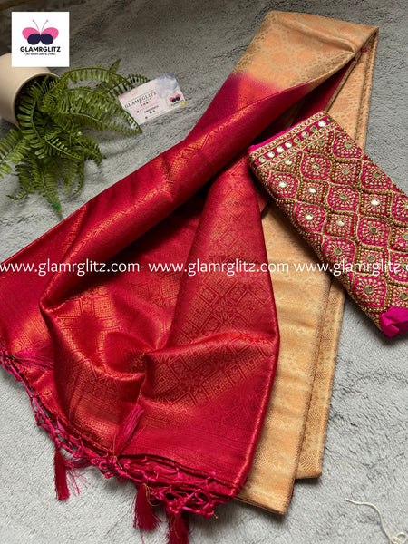 Kubera Softy Silk Saree with Aari work Blouse Pieces