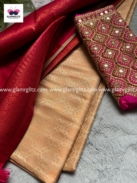 Kubera Softy Silk Saree with Aari work Blouse Pieces