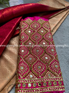 Kubera Softy Silk Saree with Aari work Blouse Pieces