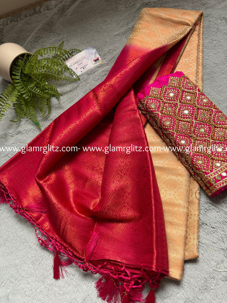 Kubera Softy Silk Saree with Aari work Blouse Pieces