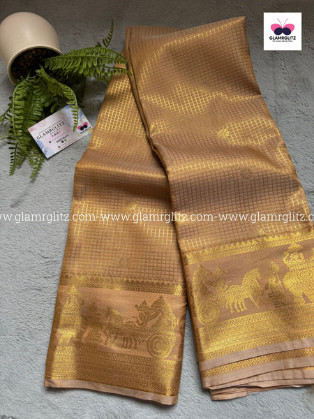 Semi Kanji Silk Saree – Pallaku & Check Design