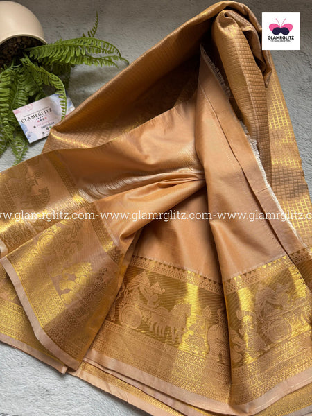 Semi Kanji Silk Saree – Pallaku & Check Design