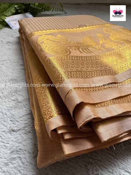 Semi Kanji Silk Saree – Pallaku & Check Design
