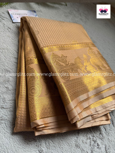 Semi Kanji Silk Saree – Pallaku & Check Design