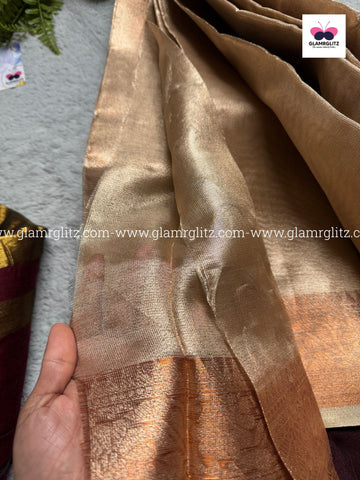 Kerala Tissue Saree – Golden Copper Glow