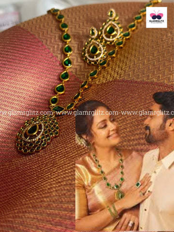 Jyothika Inspired Necklace Set – Gold Shade