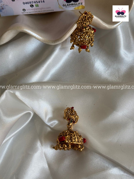 Laxmi Necklace Set – Matte Gold Finish with Jhumka Earrings