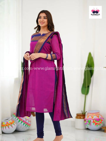 Silk Cotton Kurti and Dupatta Set
