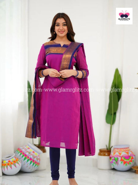 Silk Cotton Kurti and Dupatta Set