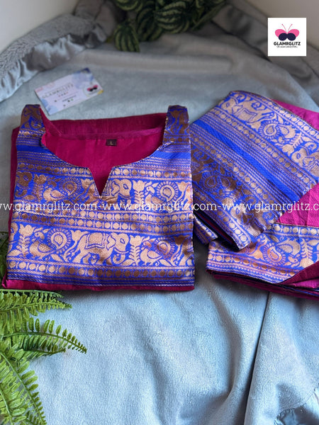 Silk Cotton Kurti and Dupatta Set