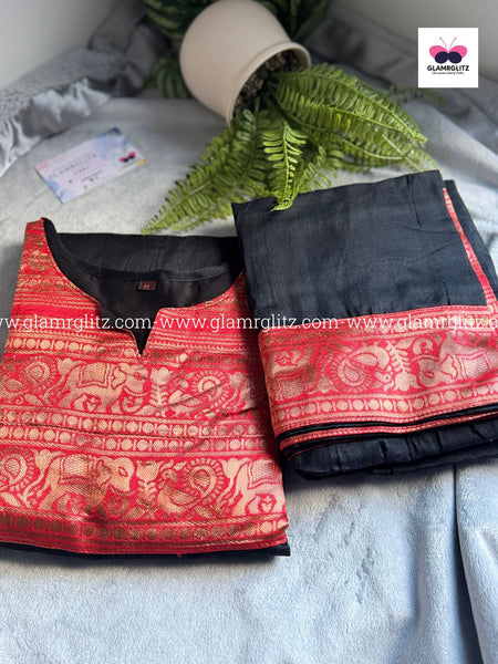 Silk Cotton Kurti and Dupatta Set