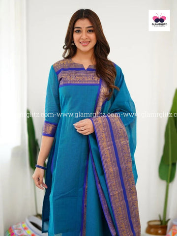 Silk Cotton Kurti and Dupatta Set