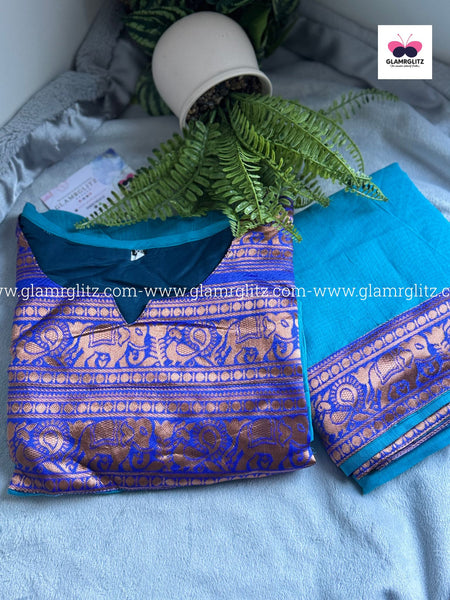 Silk Cotton Kurti and Dupatta Set