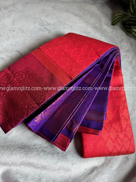 Silk Cotton Visri Fold Brocade Saree with Contrast Blouse