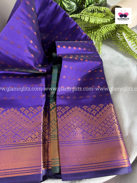 Soft Silk Cotton Saree with 1000 Butta and Contrast Blouse
