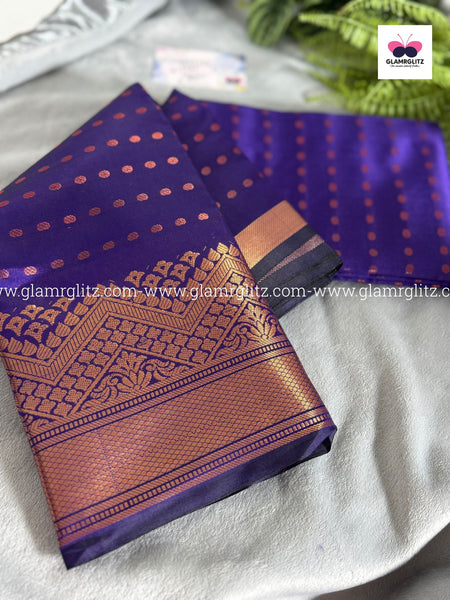 Soft Silk Cotton Saree with 1000 Butta and Contrast Blouse