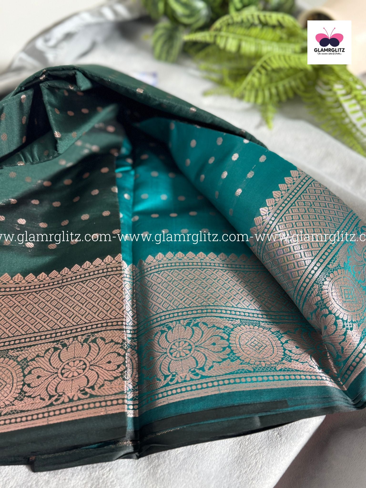 Soft Silk Cotton Saree with 1000 Butta and Contrast Blouse