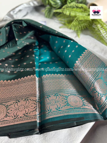 Soft Silk Cotton Saree with 1000 Butta and Contrast Blouse