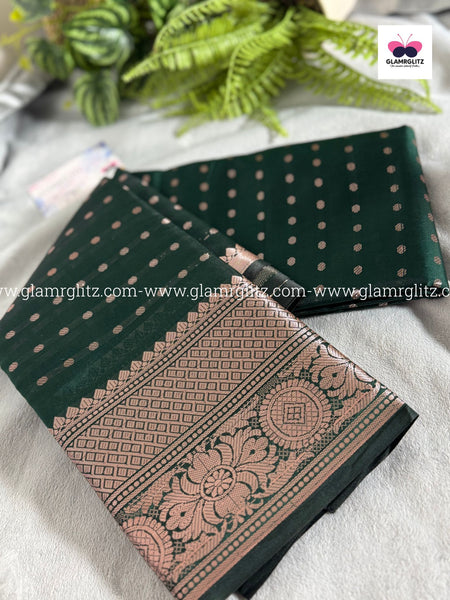 Soft Silk Cotton Saree with 1000 Butta and Contrast Blouse