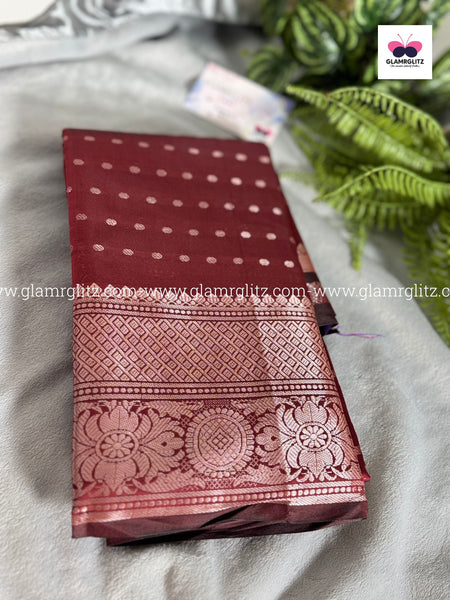 Soft Silk Cotton Saree with 1000 Butta and Contrast Blouse