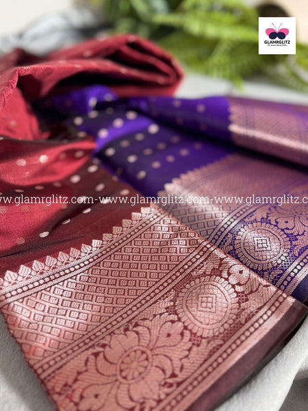 Soft Silk Cotton Saree with 1000 Butta and Contrast Blouse