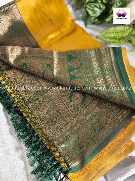 Benzo Soft Silk Cotton Saree with Contrast Blouse and Pallu