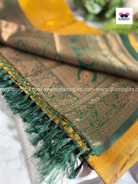 Benzo Soft Silk Cotton Saree with Contrast Blouse and Pallu