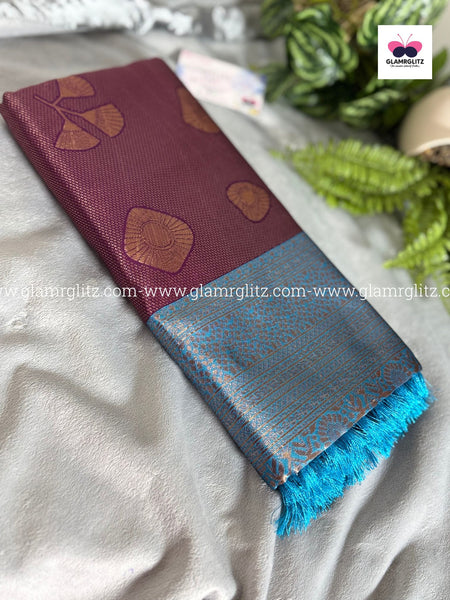 Benzo Soft Silk Cotton Saree with Contrast Blouse and Pallu