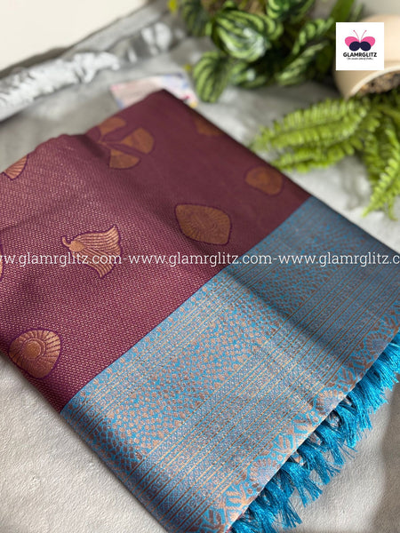 Benzo Soft Silk Cotton Saree with Contrast Blouse and Pallu