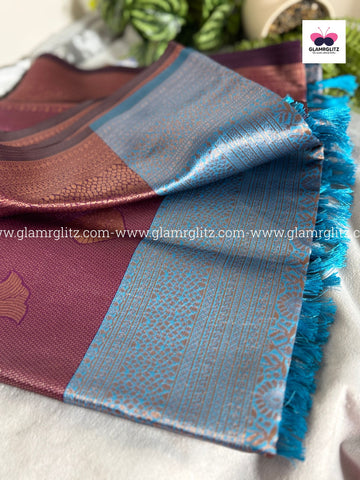 Benzo Soft Silk Cotton Saree with Contrast Blouse and Pallu