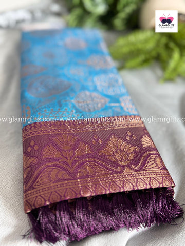 Benzo Soft Silk Cotton Saree with Contrast Blouse and Pallu