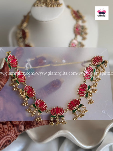 Lotus Necklace Set with Studs