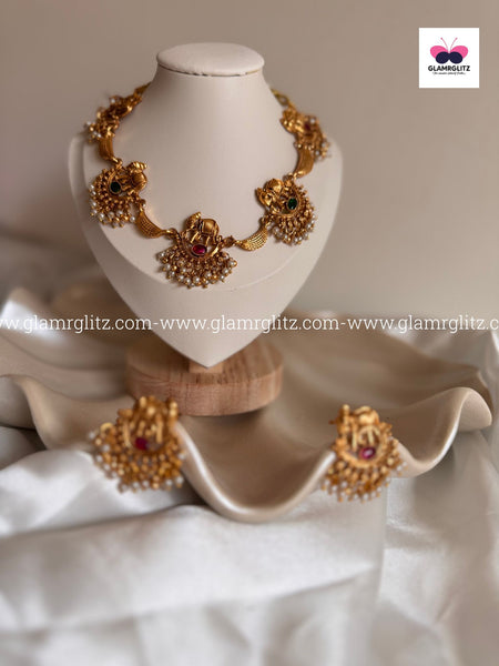 Elephant Motif Temple Jewellery Necklace Set