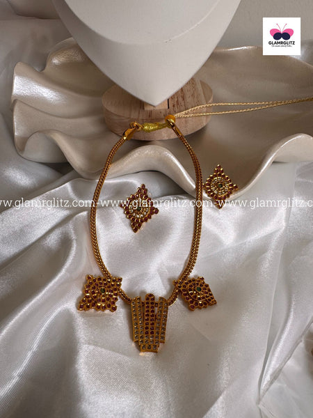 Traditional Gold-Tone Temple Jewellery Set