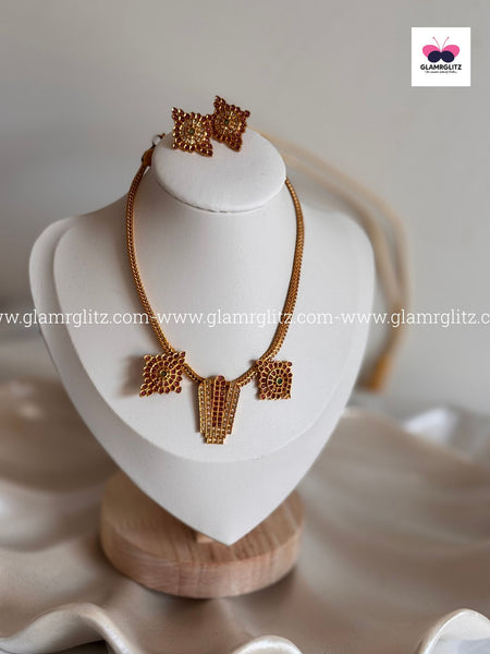 Traditional Gold-Tone Temple Jewellery Set