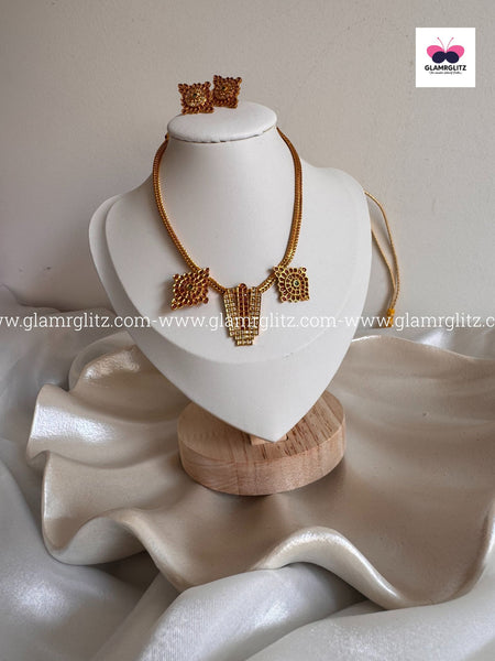 Traditional Gold-Tone Temple Jewellery Set