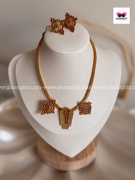Traditional Gold-Tone Temple Jewellery Set